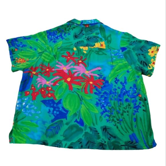 JAMS World Sea Flower Retro Hawaiian Tropical Vacay Shirt Size Medium - Picture 2 of 10